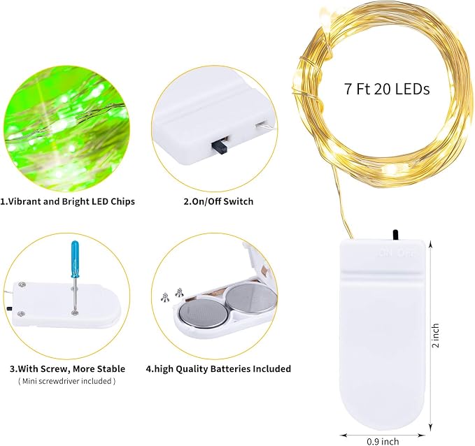 Brightown 12 Pack Multi Color Led Fairy Lights Battery Operated String Lights - Image 7