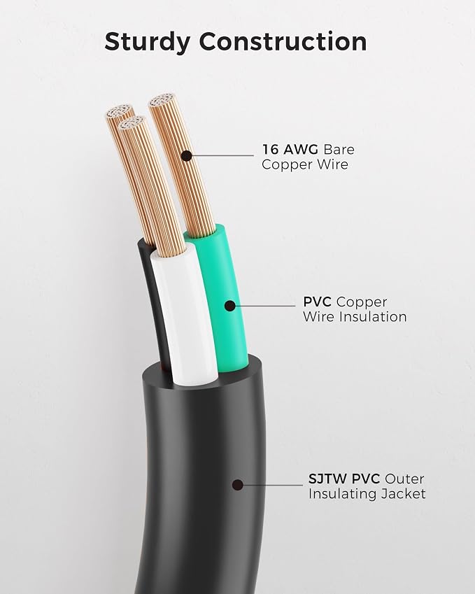 Cable Matters 2-Pack 16 AWG Heavy Duty 13A Power Extension Cord - 3ft - Image 5