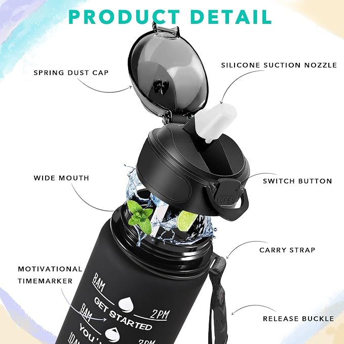Enerbone 32 oz Drinking Water Bottle - Image 3