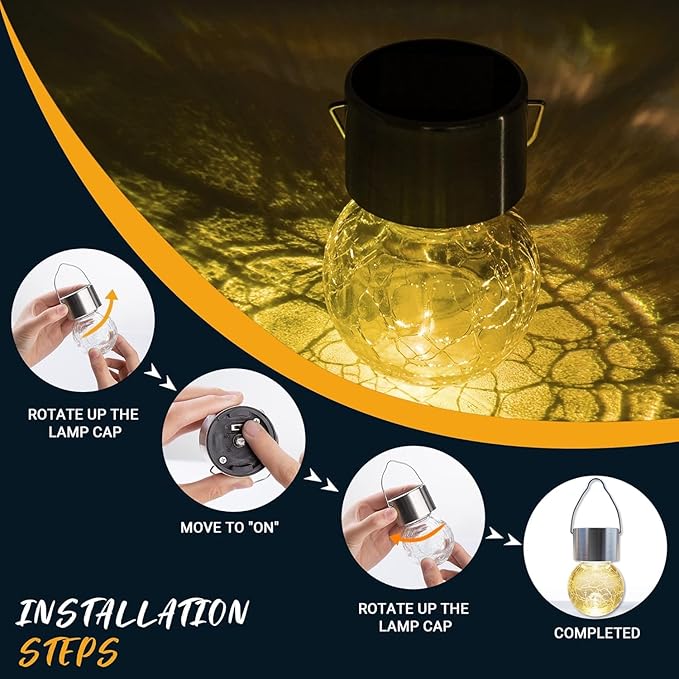 GIGALUMI Solar Lights Outdoor Waterproof, 12 Pack Solar Hanging Lights Garden - Image 8