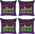 Ambesonne Mardi Gras Throw Pillow Cushion Case Pack of 4, Beads and Tassels by Ambesonne