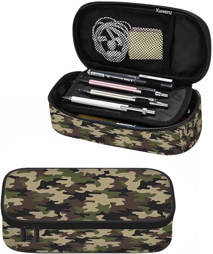 Camouflage Pencil Holder Bag Brown Green Abstract Modern Pattern Pencil Case by Unknown