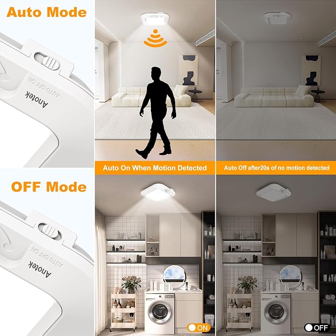 Battery Operated Ceiling Light, Motion Sensor Light Indoor, Motion Activated - Image 4