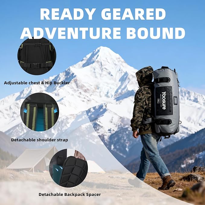 80L Waterproof Duffel Bag Motorcycle Dry Bag Backpack, Waterproof Zippered Bags - Image 4