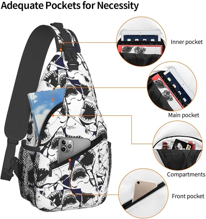 Shark Sling Bag For Women Men Fashion Backpack Crossbody Shoulder Bag Sling - Image 4