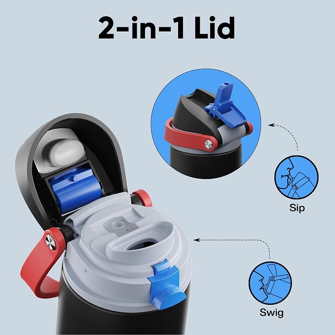 Insulated Water Bottle with Straw - Image 3