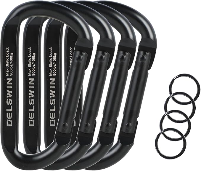 DELSWIN Heavy Duty Carabiner Clip 900lbs, 3 Inch Steel Carabiners by DELSWIN