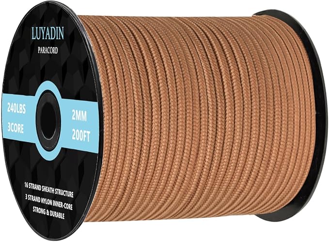 Paracord 240lb - Diameter 2mm Micro Utility Cord -3 Strand Parachute Spool Cord by LUYADIN