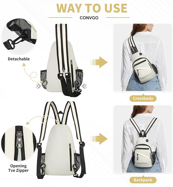 Crossbody Bag Casual Sling Bag for Men, Convertible Backpack, 3-in-1 Anti-Theft - Image 4