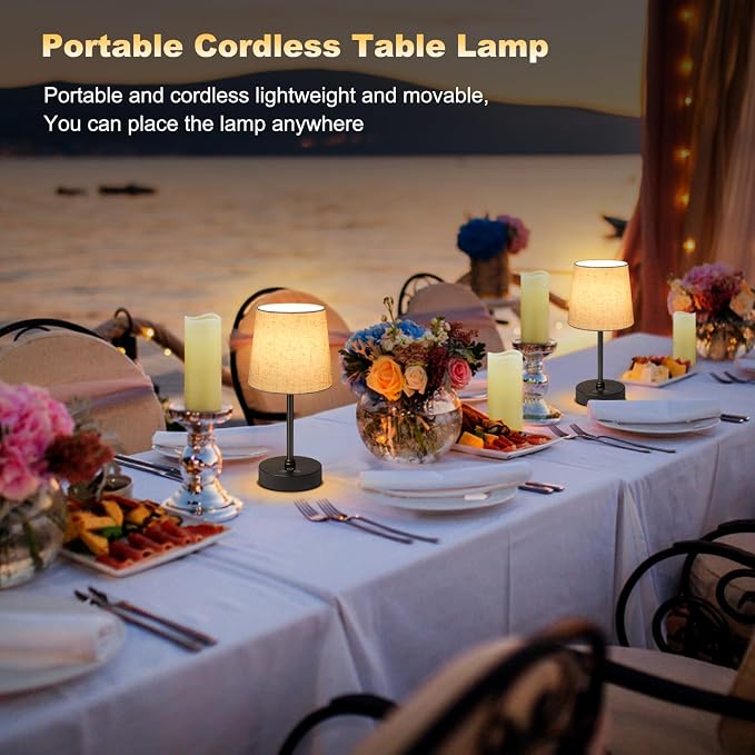 Wowag Small Cordless Table Lamp, 5000mAh Rechargeable Battery Operated Desk Lamp - Image 7