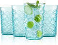 CREATIVELAND Drinking Highball Glasses Set of 4, Vintage Cross Hatch Glass Cups by CREATIVELAND