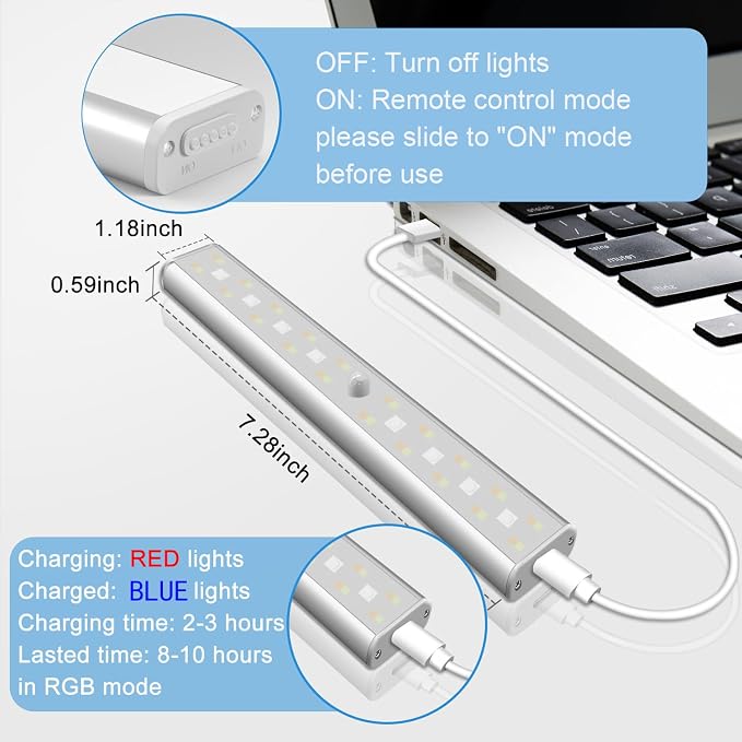 Remote Control RGB Lights Under Cabinet Lighting Rechargeable, 48-LED Wireless - Image 5
