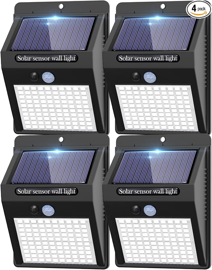 4 Pack Solar Motion Lights Outdoor, 3 Modes/100LED Solar Security Wall Lights by kolpop
