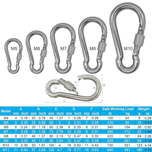 304 Stainless Steel Carabiners -3.15 inch Heavy Duty, Durable & Rust-Free Clips - Image 3