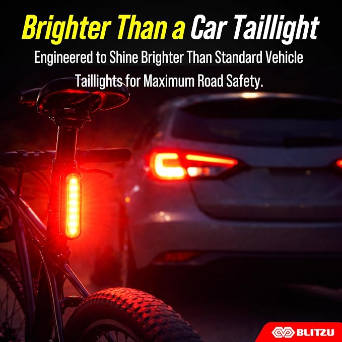 BLITZU USB-C Rechargeable Bike Tail Light 2 Pack, Bright Bicycle Rear Cycling - Image 4