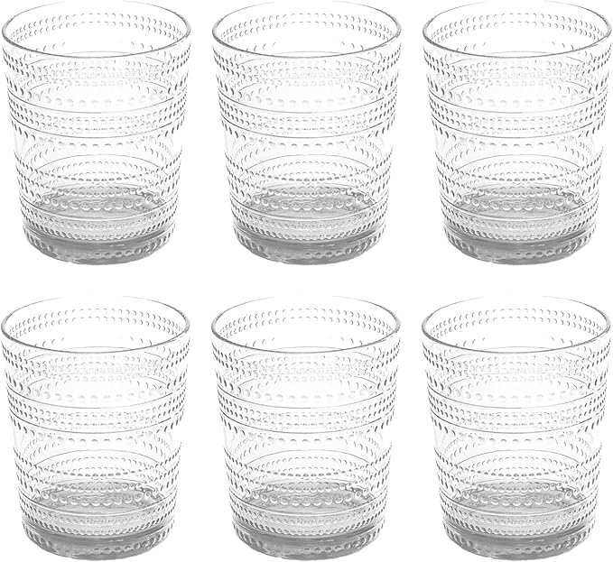 Beaded 15.6 oz Durable Acrylic Double Old Fashioned Drinking Glasses, by AbodeHomewares-TheDesignDestinationforTabletopDrinkwareKitchenandPet