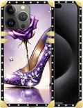 Compatible with iPhone 16 Pro Max Case, High Heeled Purple Diamond Rose Luxury by Unknown