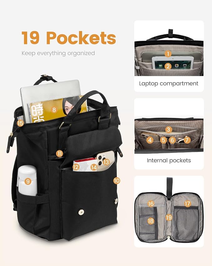 LOVEVOOK Laptop Backpack for Women Work Travel Commuter Backpack Business - Image 3