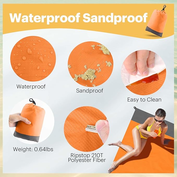 EASYFUN Beach Blanket Sandproof Oversized, Portable Picnic Mat - Image 4