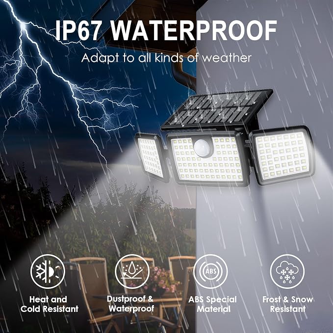 MIHANI Solar Flood Lights Outdoor, 2500LM Motion Sensor Security Lights - Image 5