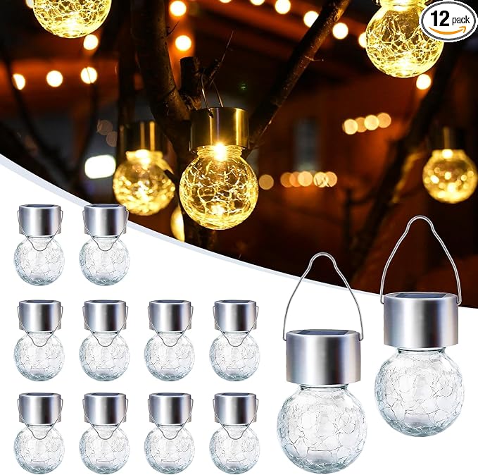 GIGALUMI Solar Lights Outdoor Waterproof, 12 Pack Solar Hanging Lights Garden by GIGALUMI
