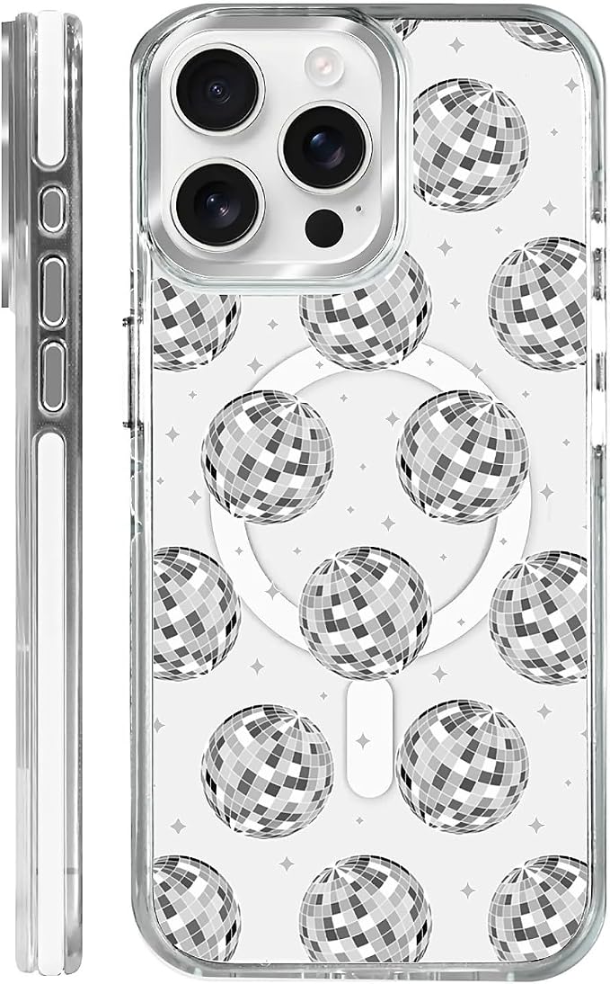 Case for iPhone 14 Pro Max, Disco Ball Grayish White Phone Case Design，for by Toulas
