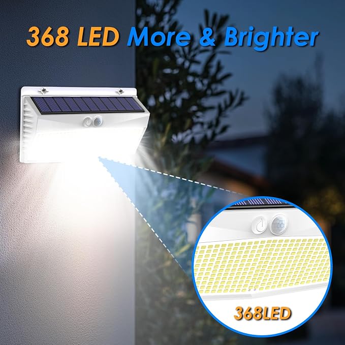 Peasur 1 Pack 368 LED Solar Lights Outdoor Motion Sensor, Solar Fence - Image 5