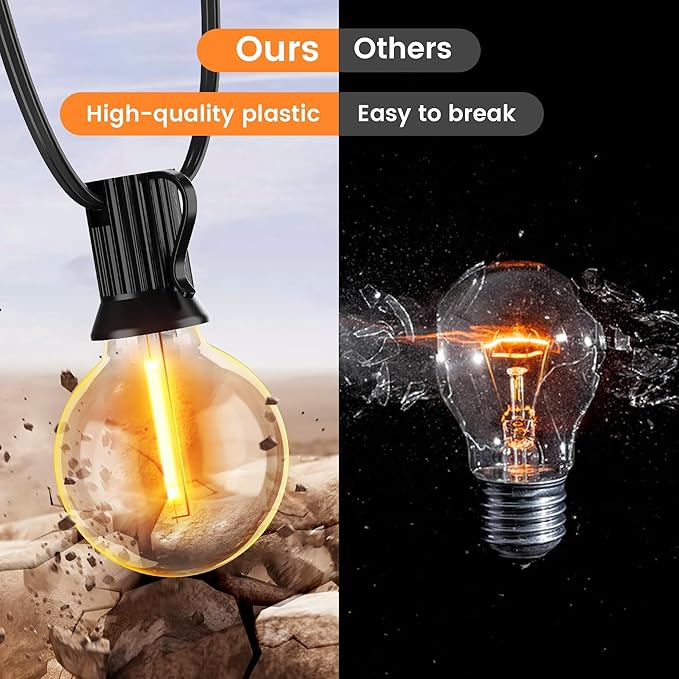 OHLUX 60FT Solar Globe String Lights Outdoor, Shatterproof Solar Patio Lights - Image 4