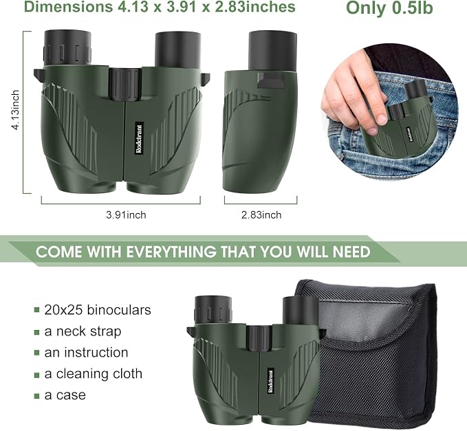 20X25 Compact Binoculars for Adults, Large Eyepiece Waterproof Binocular - Image 4