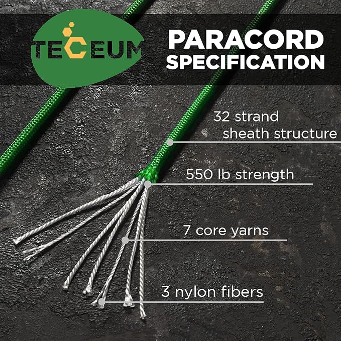 TECEUM 5/32" Paracord Rope 1000 – 1000ft / 200ft / 100ft / 50ft – Tactical - Image 2