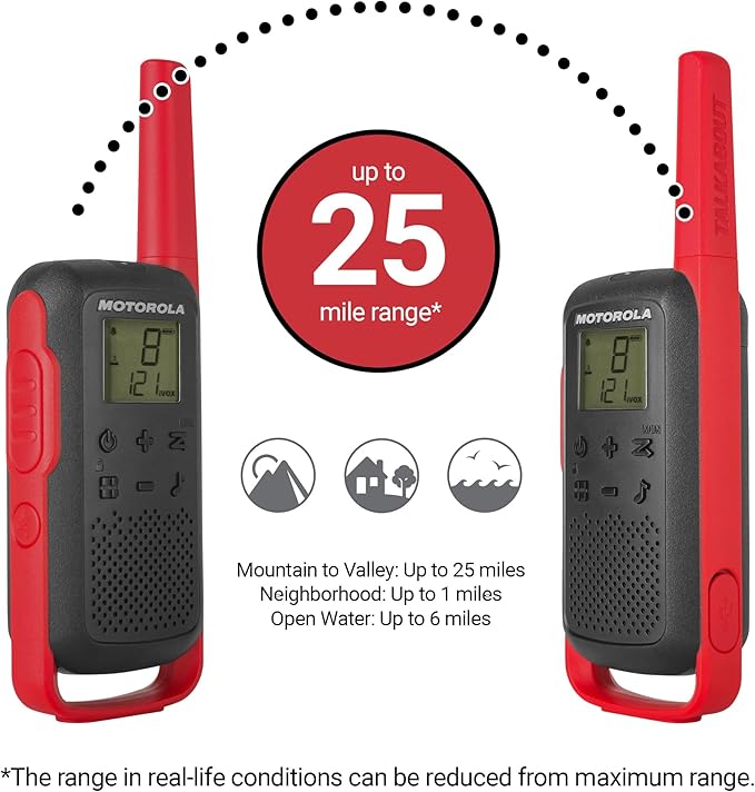 Motorola Solutions T210 Two-Way Radio Black W/Red Two-Pack - Image 4