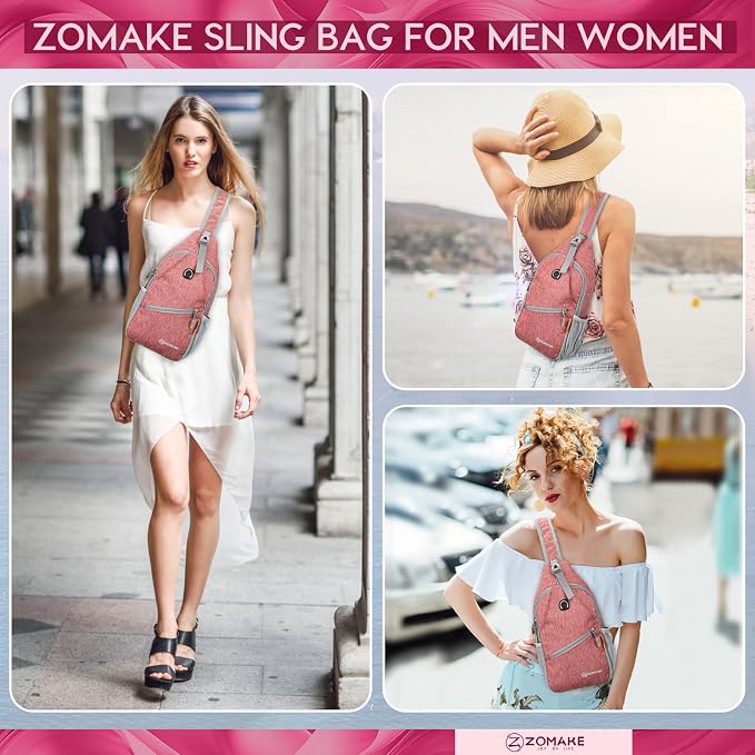 ZOMAKE Sling Bag, Small Crossbody Sling Backpack, Water Resistant Shoulder - Image 8