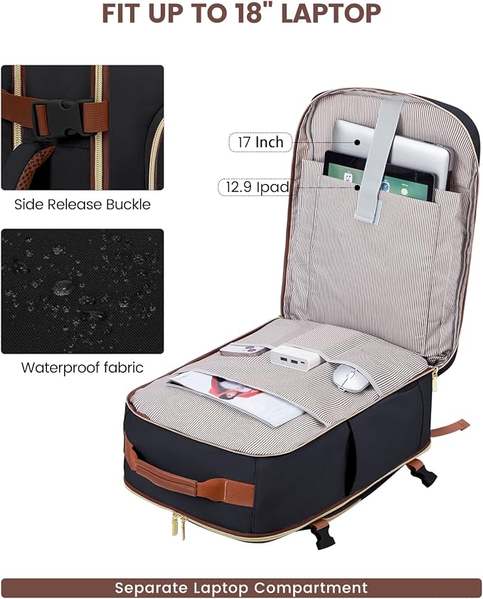 LOVEVOOK 56L Travel Backpack for Women & Men, Airline Approved Carry On Luggage - Image 6