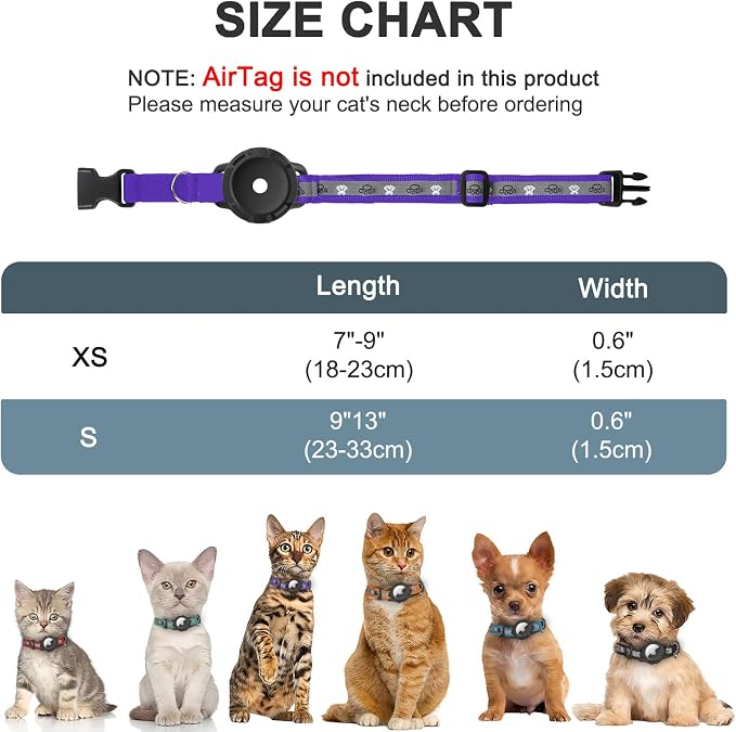 Reflective AirTag Cat Collar, Integrated Cat Tracker Collar - Image 5