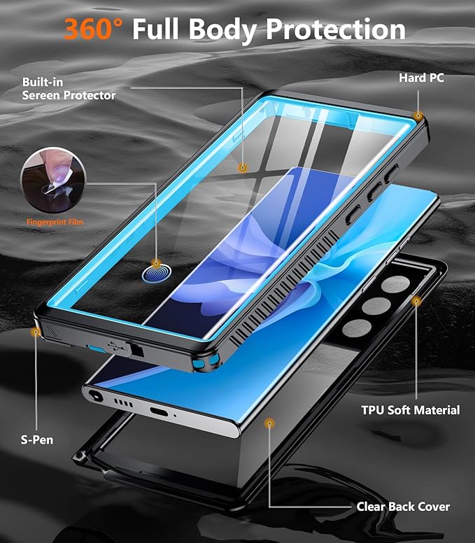 Temdan Designed for Samsung Galaxy S22 Ultra Case, Waterproof Built-in Lens & - Image 5
