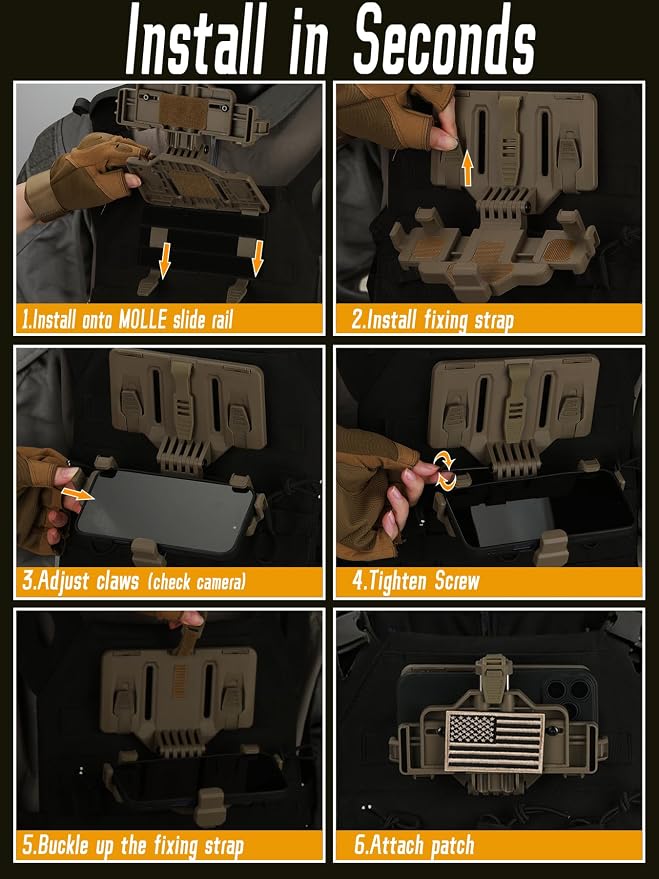 Tactical Molle Phone Holder for Plate Carrier Vest, Quick-Release Heavy Duty - Image 6