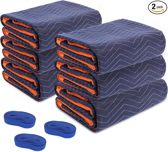 6 Moving Blankets 72x40in with 3 Elastic Rubber Band – Durable Quilted Moving by YMTLJHDSY