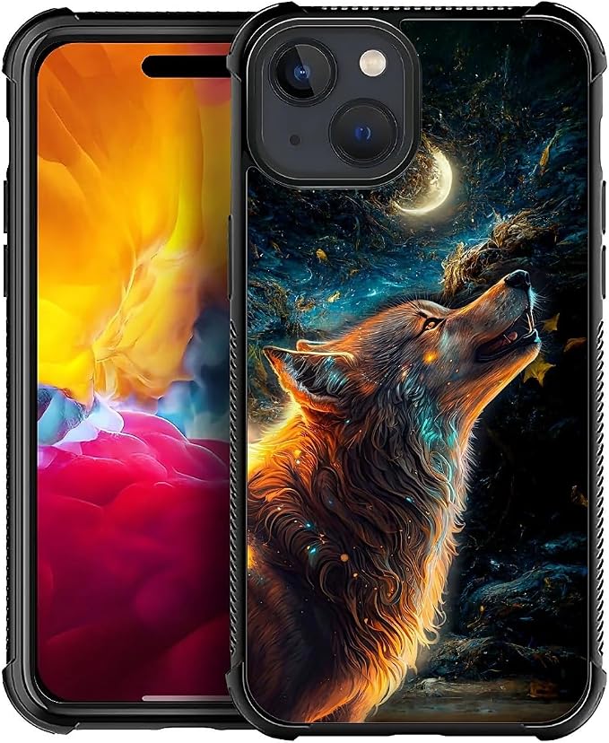 for iPhone 15 Plus Case, Star Cave Hungry Wolf Pattern Graphic Design Girl Boy by FKBRCL4U