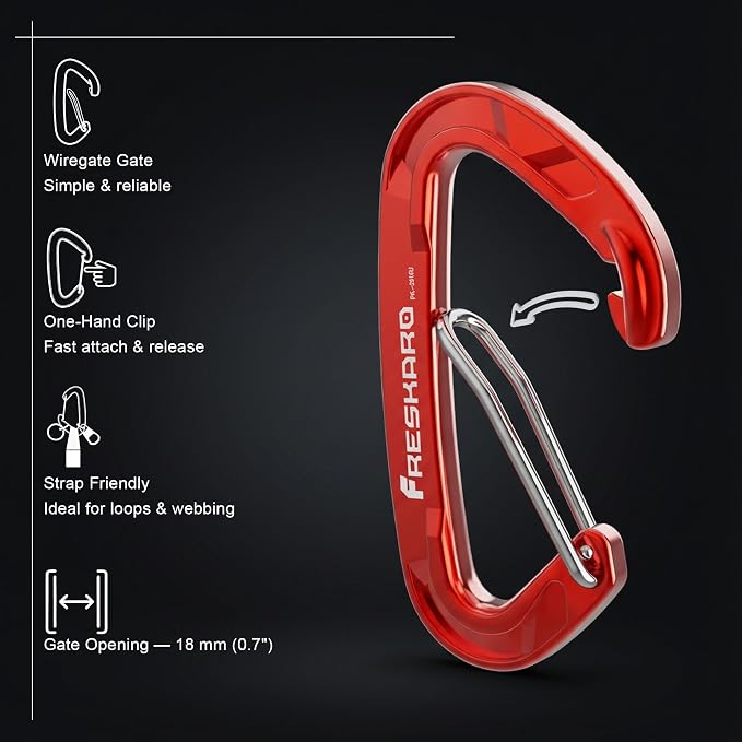 FresKaro 15kN-3372lbs Heavy Duty Wiregate Carabiners, Reliable Time-Tested - Image 3