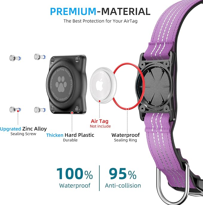 Upgraded AirTag Dog Collar, IP68 Waterproof Air Tag Dog Collar Holder, - Image 6