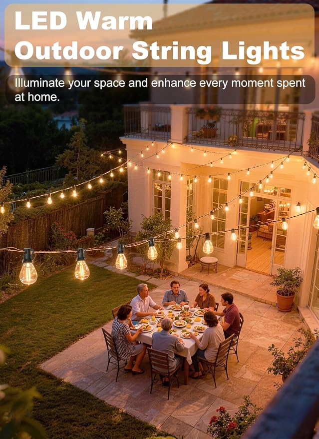 150FT Outdoor String Lights Waterproof, 50+2 Shatterproof S11 LED Bulbs - Image 9
