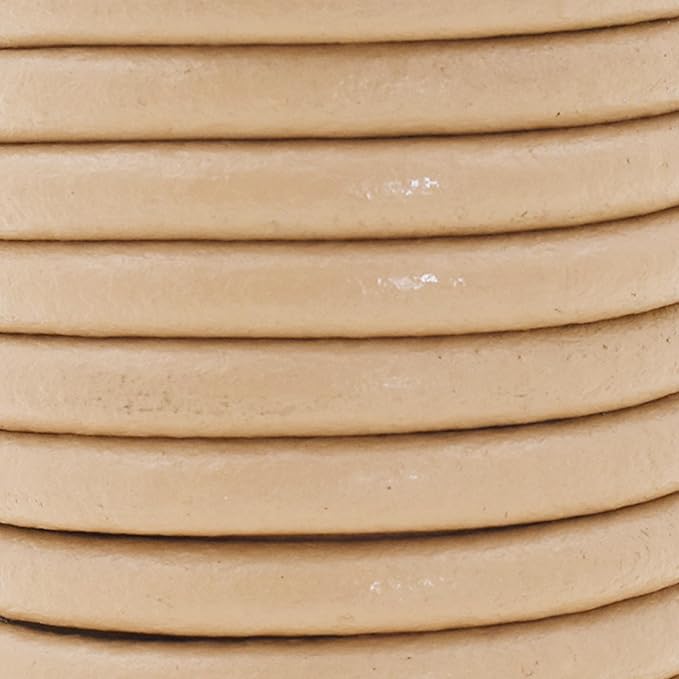Mandala Crafts Round Genuine Beige Leather Cord - Image 3