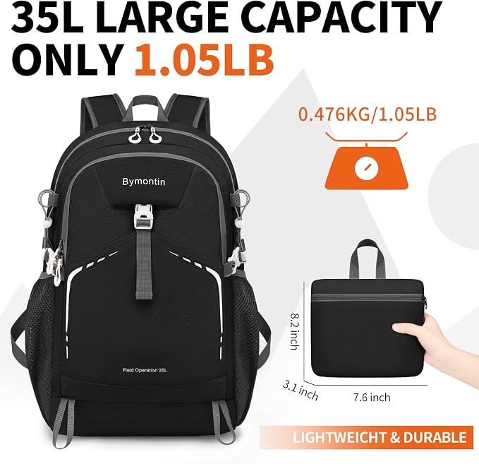 35L Lightweight Packable Backpack – Durable Foldable Daypack - Image 4