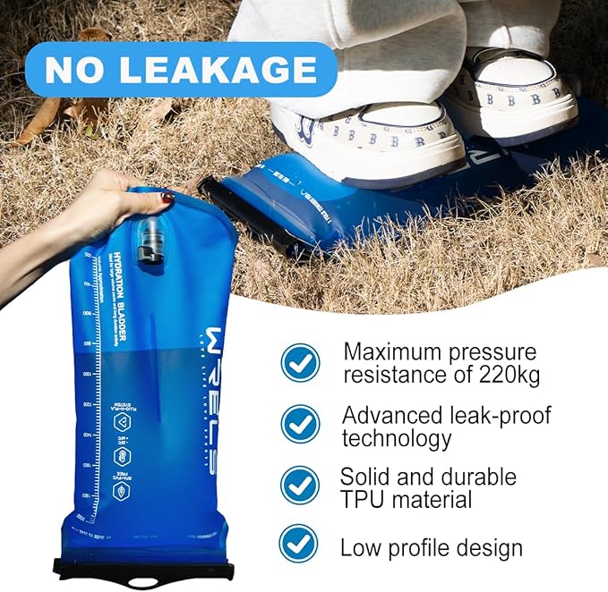 WRELS 1L/1.5L/2L/3L BPA Free Hydration Bladder, Leakproof TPU Water Bladder - Image 4