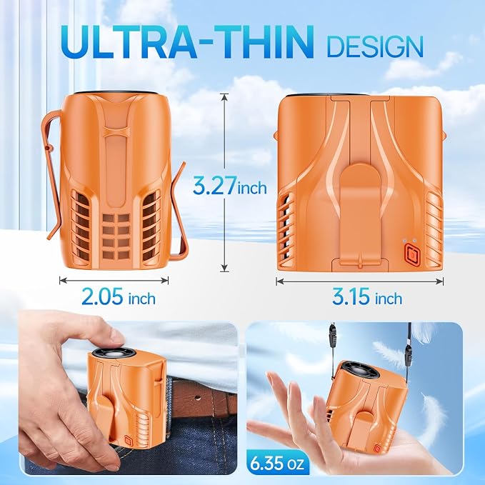 Portable Personal Waist Fan& Neck Fan, 14000RPM Brushless Motor, 40H Runtime - Image 4