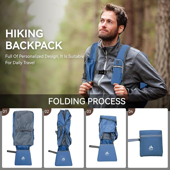 15L Small Hiking Backpack for Men Women Lightweight Packable Backpack Foldable - Image 6