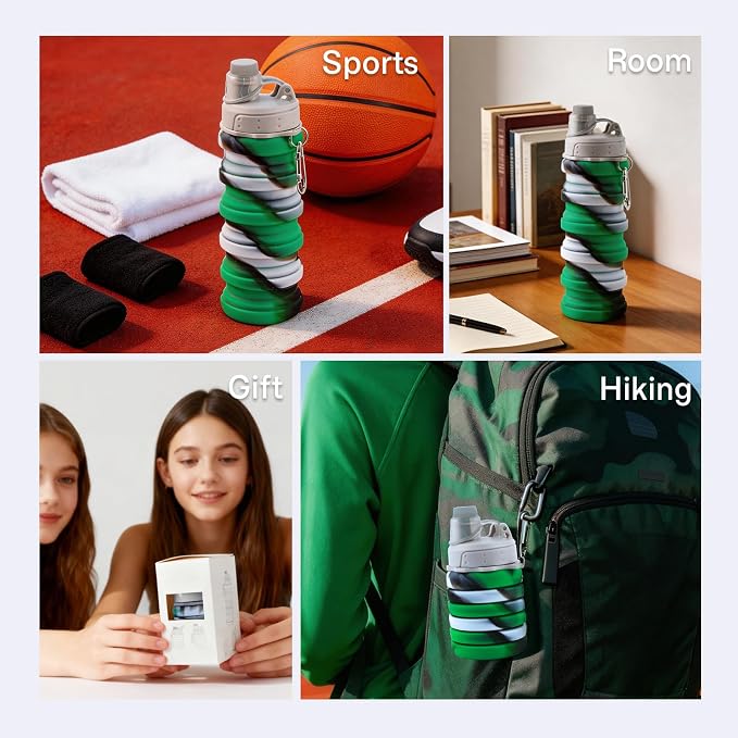 Reusable BPA Free Foldable Silicone Water Bottles - Image 7