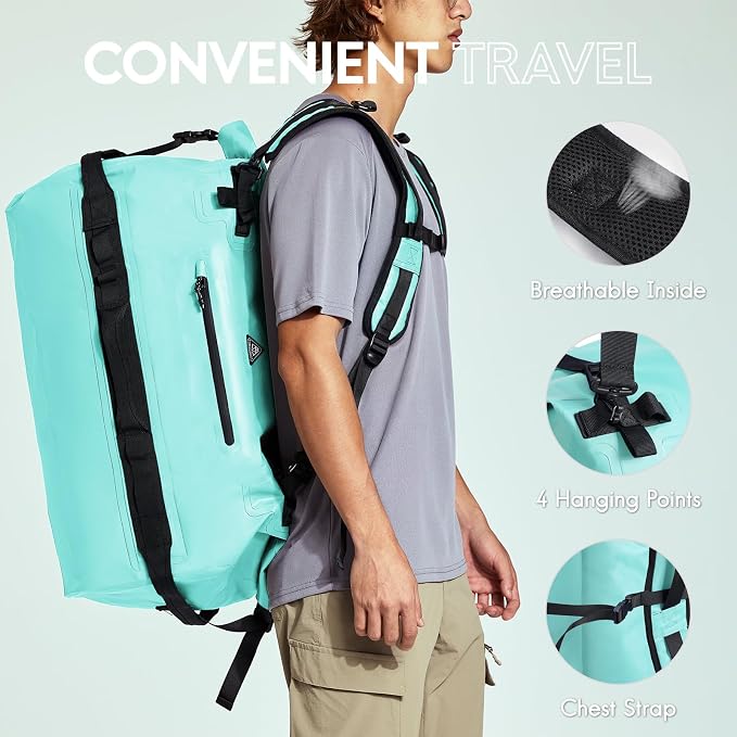 Haimont Large Waterproof Duffel Backpack Roll-Top Heavy Duty Dry Duffle Bag - Image 5