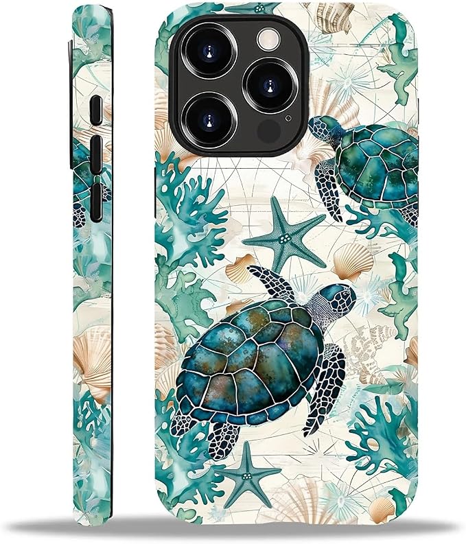 for iPhone 12/12 Pro Case, HH2 Ocean Sea Turtle Nautical Map Hybrid 2 Layer by Unknown