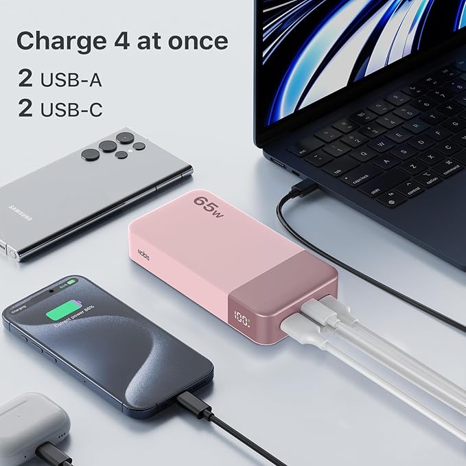 NOBIS 20000mAh Battery Pack Power Bank 65W Power Bank, Portable Charger - Image 4